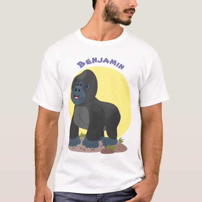 T-shirt Caricature de gros gorilles joyeux (Devant)