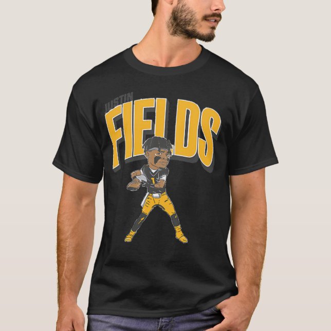 T-shirt Caricature de Justin Fields à Pittsburgh (Devant)