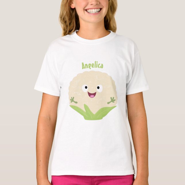T-shirt Caricature de légume de chou-fleur joyeux (Devant)