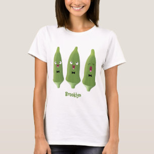 T-shirt Caricature de légumes de l'okra chantante mignonne