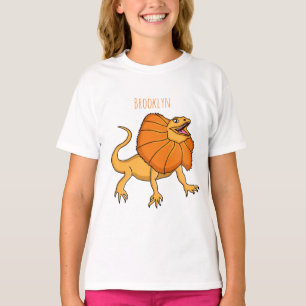T-shirt Caricature de lézard à col frisé orange
