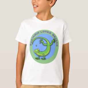 T-shirt Caricature de lézard gecko vert joyeux