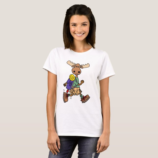 T-shirt Caricature de Moose Hiker (Devant entier)