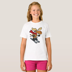 T-shirt Caricature de Moose Skier choisir la couleur arri