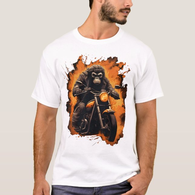 T-shirt Caricature de motocycliste singe (Devant)
