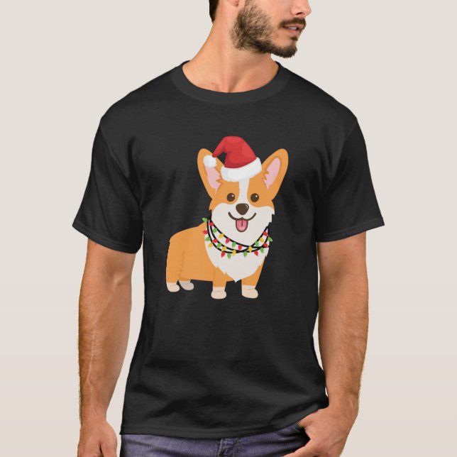 T-shirt Caricature de Noël Corgi chien style Fawn Red Swea (Devant)