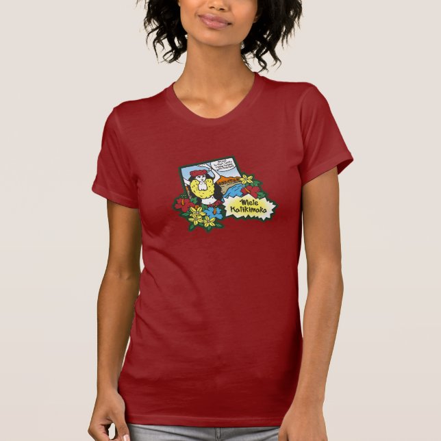 T-shirt Caricature de Noël hawaïen de Hula Girl Mele Kalik (Devant)