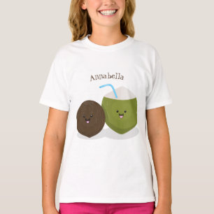 T-shirt Caricature de noix de coco kawaii joyeux