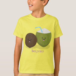 T-shirt Caricature de noix de coco kawaii joyeux