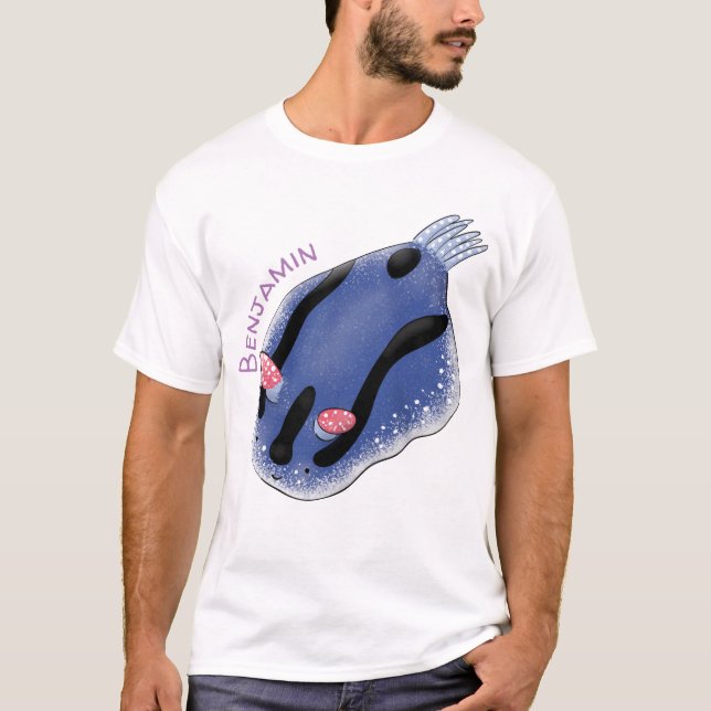 T-shirt Caricature de nudibranche bleu mignon (Devant)