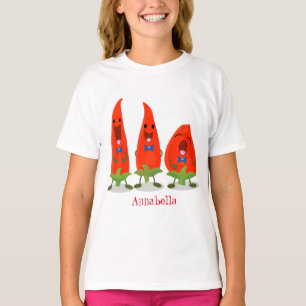 T-shirt Caricature de piments chantants mignons