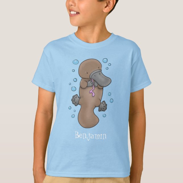 T-shirt Caricature de platypus bébé très heureuse (Devant)