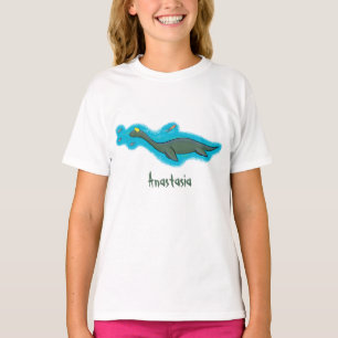 T-shirt Caricature de plesiosaure, monstre marin mignon et