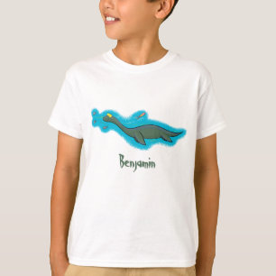 T-shirt Caricature de plesiosaure, monstre marin mignon et