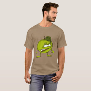 T-shirt Caricature de pomme verte avec un sourire vicieux