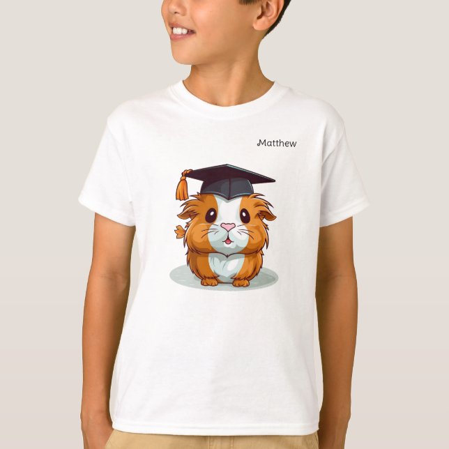 T-shirt Caricature de porc de Guinée mignonne Graduation p (Devant)