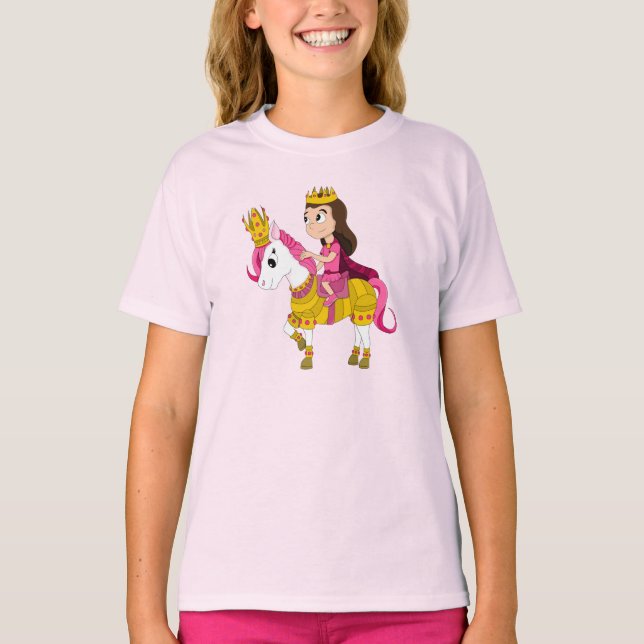 T-shirt Caricature de princesse et poney (Devant)
