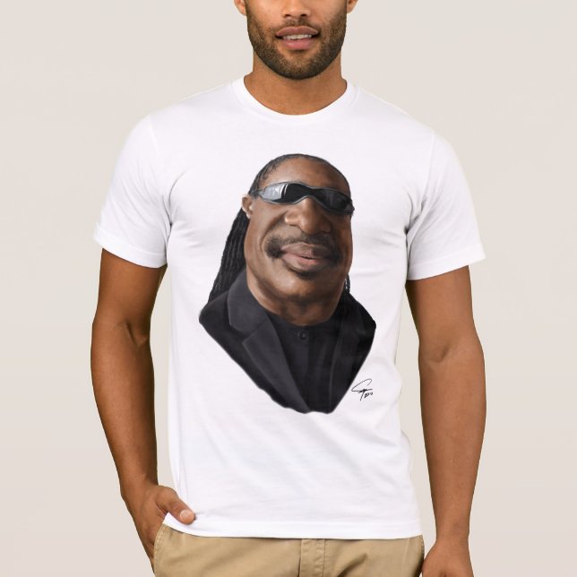 T-shirt Caricature de Stevie Wonder (Devant)