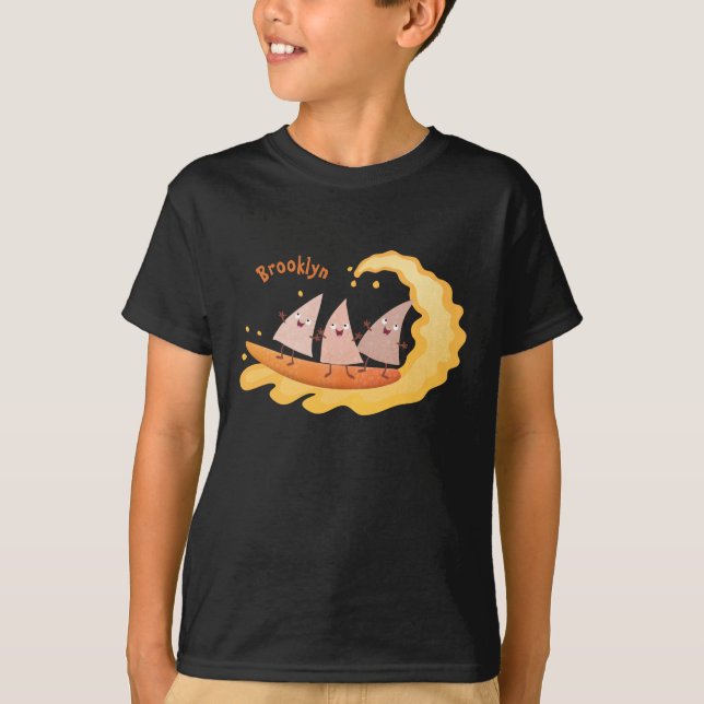 T-shirt Caricature de surf pour chips de maïs mignonette n (Devant)