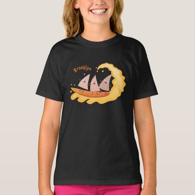 T-shirt Caricature de surf pour chips de maïs mignonette n (Devant)
