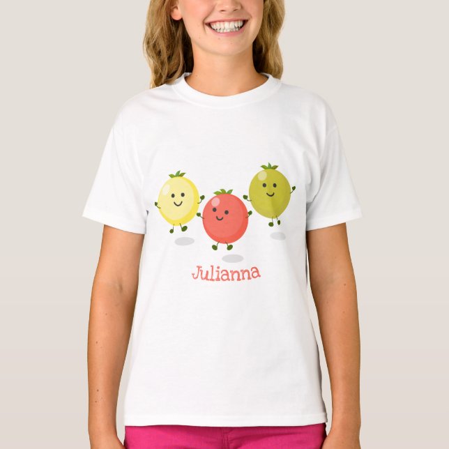 T-shirt Caricature de tomates cerises mûres (Devant)