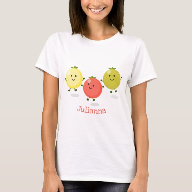T-shirt Caricature de tomates cerises mûres (Devant)
