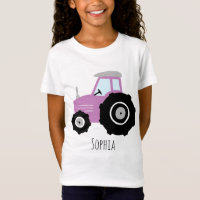 Caricature de tracteur de ferme mauve pour filles 