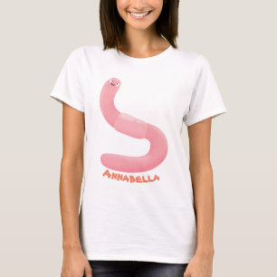 T-shirt Caricature de vers de terre rose joli