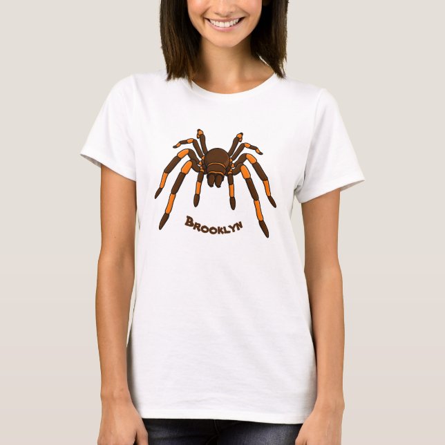 T-shirt Caricature déplaisante de tarantule brun et orange (Devant)
