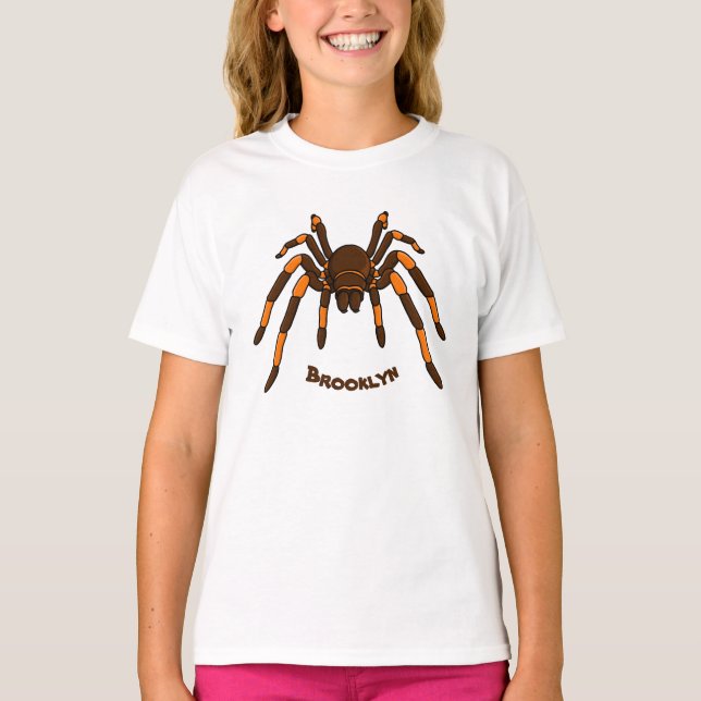 T-shirt Caricature déplaisante de tarantule brun et orange (Devant)