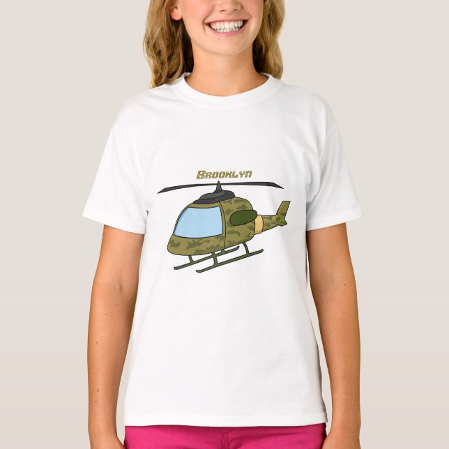 T-shirt Caricature d'hélicoptère camoflage de l'armée (Devant)