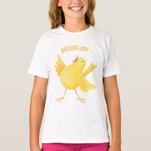 T-shirt Caricature d'oiseau canari jaune chantant mignon
