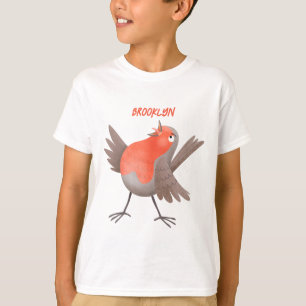 T-shirt Caricature d'oiseau rouge chantant mignon