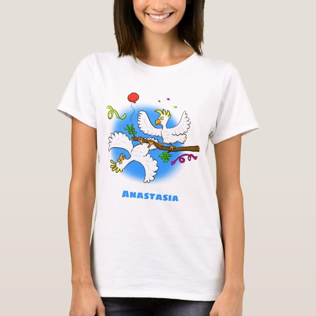 T-shirt Caricature d'oiseaux de cockatoo amusante (Devant)