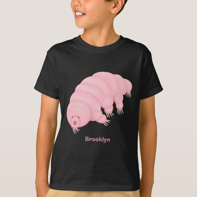 T-shirt Caricature d'ours d'eau tardigrade rose mignon (Devant)