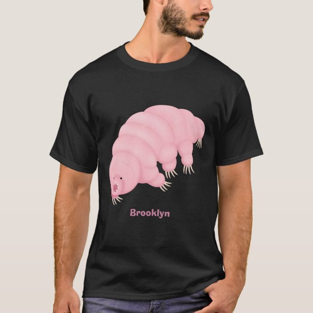 T-shirt Caricature d'ours d'eau tardigrade rose mignon (Devant)