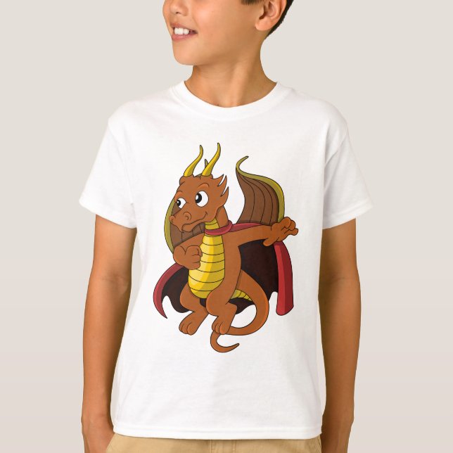 T-shirt caricature dragon orange (Devant)
