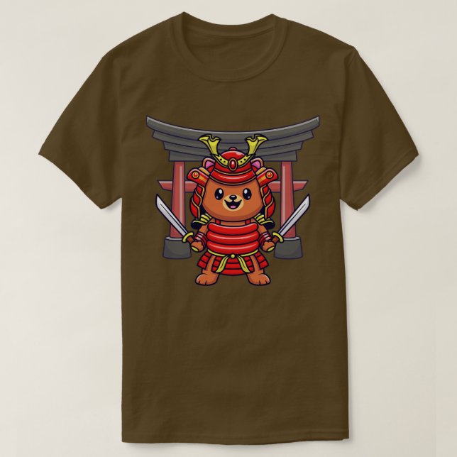 T-shirt Caricature du guerrier de Samurai (Design devant)