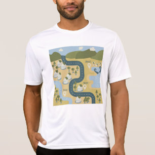 T-shirt Caricature élégante paysage carte de voyage