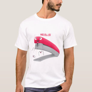 T-shirt Caricature en agrafeuse rouge pâle