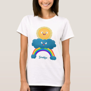 T-shirt Caricature en arc-en-ciel du joyeux nuage de solei
