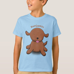T-shirt Caricature en bleu pour chien de chiot joyeux