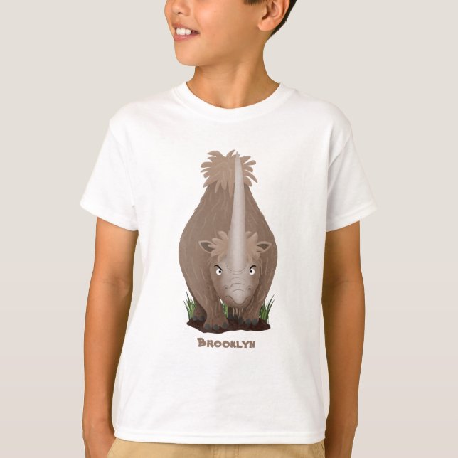 T-shirt Caricature en élasmère de rhinocéros laineux (Devant)