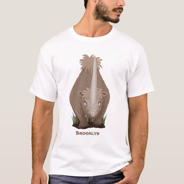 T-shirt Caricature en élasmère de rhinocéros laineux (Devant)