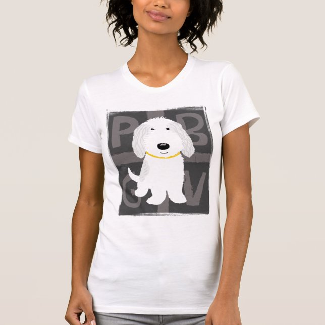 T-shirt Caricature en PBGV gris et blanc (Devant)