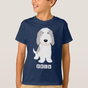 T-shirt Caricature en PBGV gris et blanc