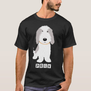 T-shirt Caricature en PBGV gris et blanc