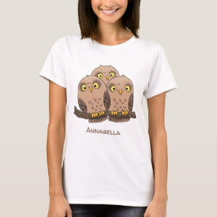 T-shirt Caricature en trio de chouette