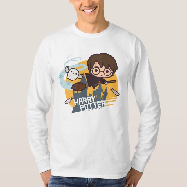 T-shirt Caricature Harry et Hedwig Flying Passé Hogwares (Devant)