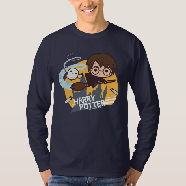 T-shirt Caricature Harry et Hedwig Flying Passé Hogwares (Devant)
